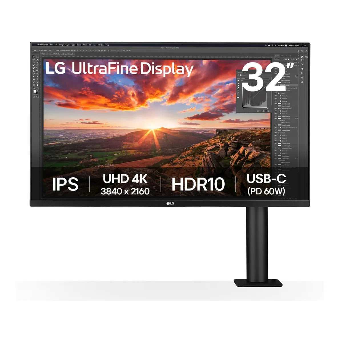 Monitor LG UltraFine Ergo 32UN880K | 32" | 3840x2160 | 60Hz | HDR10 | USB-C | HDMI | DisplayPort