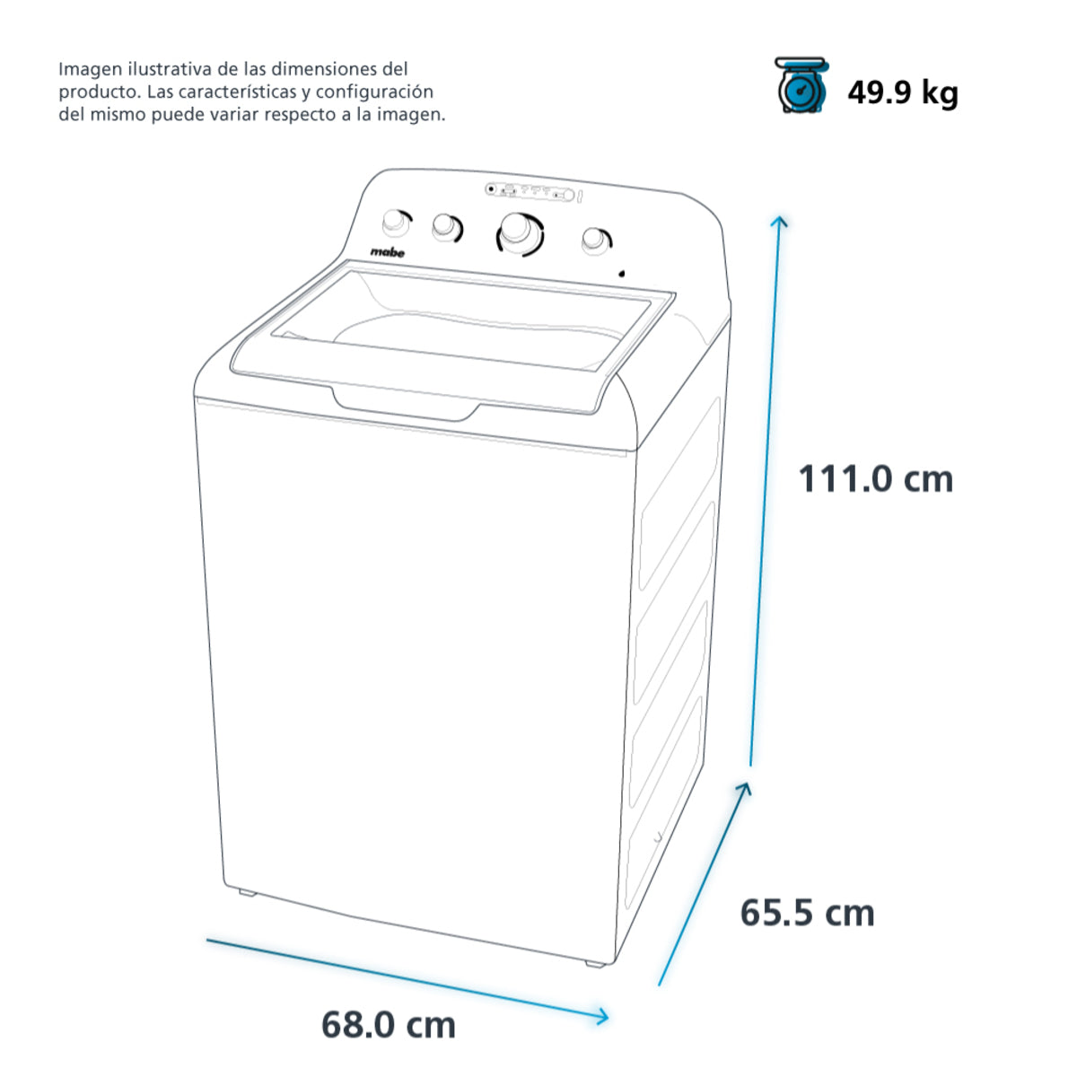 Lavadora Automática Mabe LMA77113CBAB0 | 17Kg | Carga Superior | Color Blanco