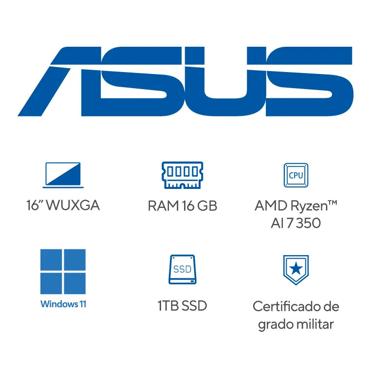 ASUS Vivobook 16 M1607KA-MB053W | AMD Ryzen AI 7-350 | 16GB RAM | 1TB SSD | 16" | Windows 11 Home