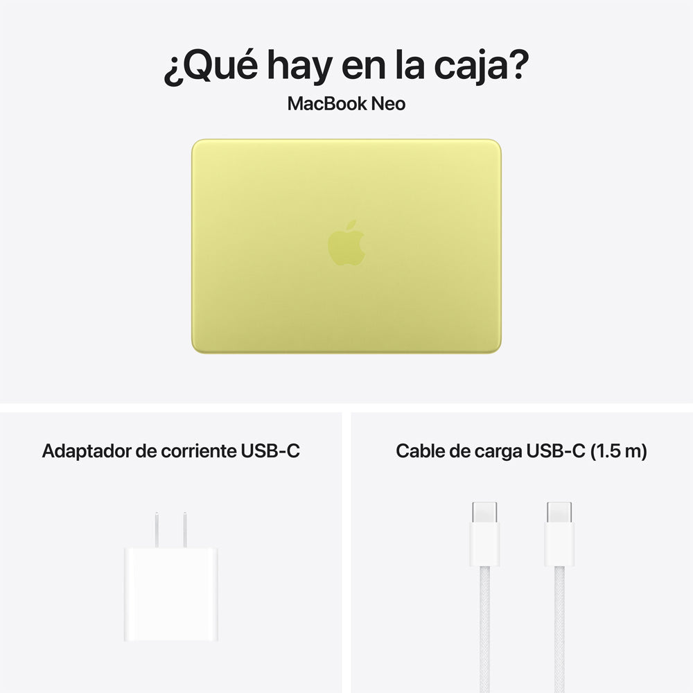MacBook Neo con Touch ID | Apple A18 Pro 6 núcleos CPU y 5 núcleos GPU | 8GB RAM | 512GB SSD | 13" | macOS
