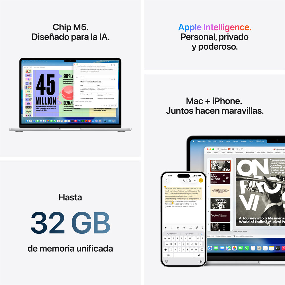 MacBook Air | Apple M5 10 Núcleos CPU | 16GB RAM | 512GB SSD | 13" | macOS
