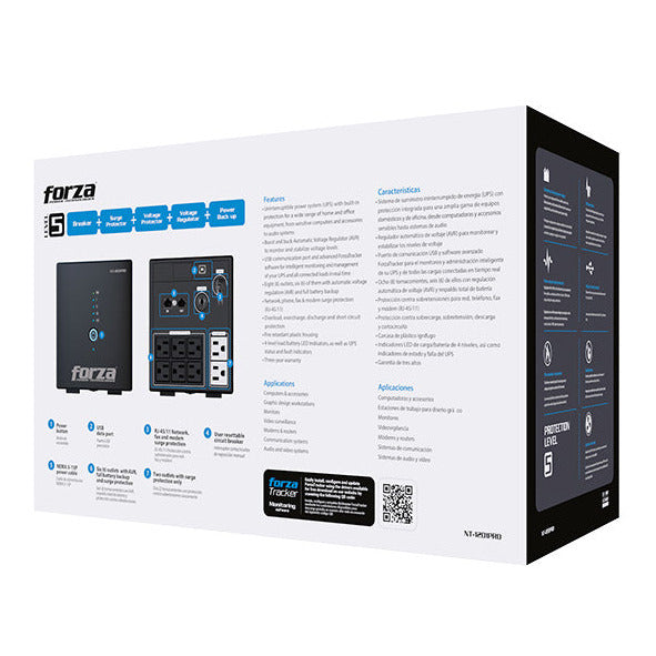 UPS Forza NT-1201PRO | 1200VA/600W | 8 NEMA | Regulador de Voltaje | Protector de Sobretensión