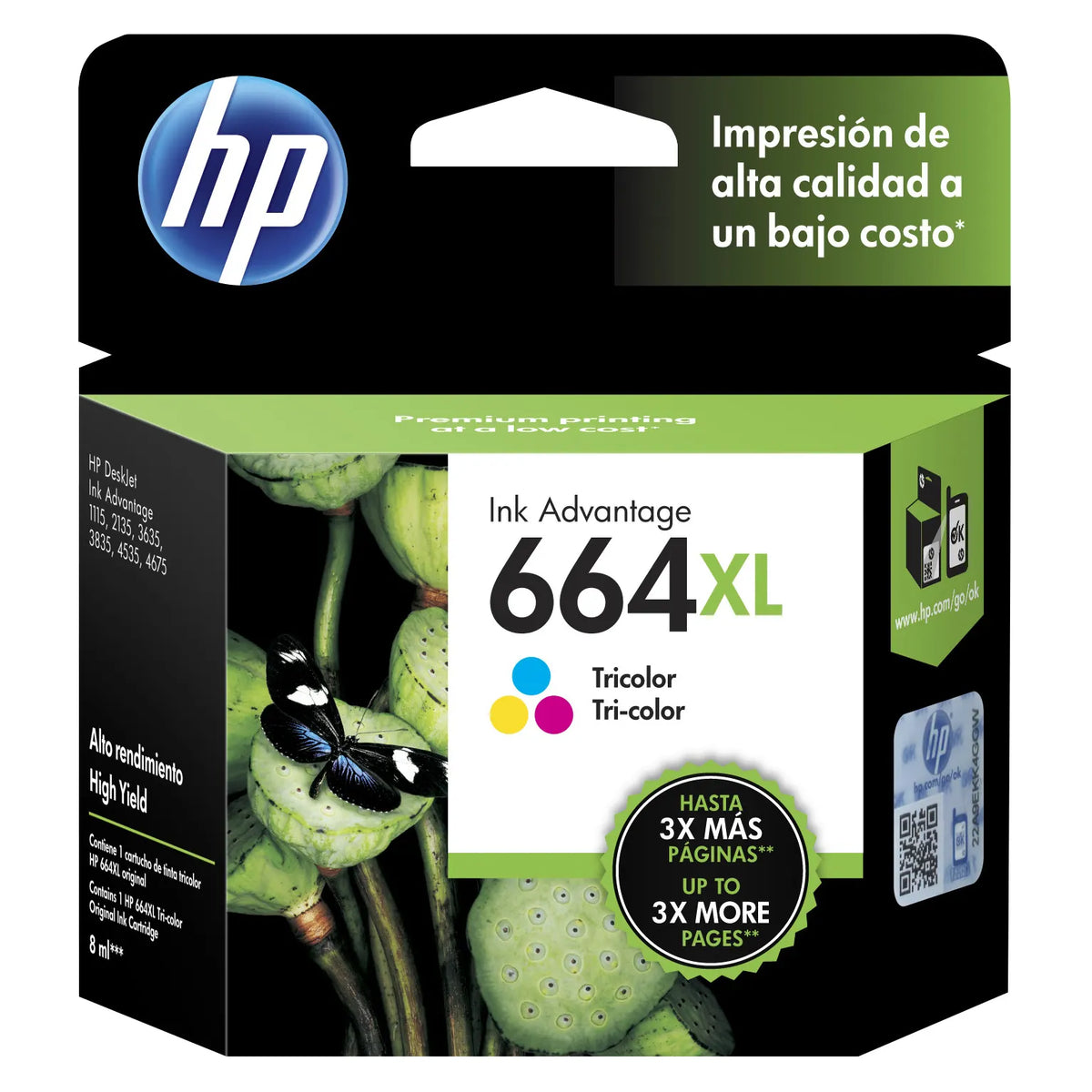 Tinta HP 664XL | Tricolor | Cartucho