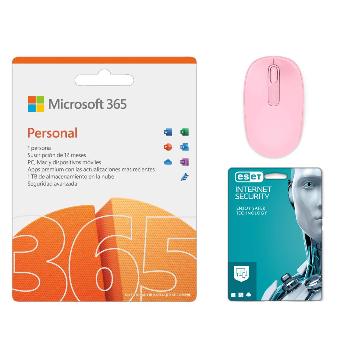 Microsoft Kit 365 Personal + Mouse 1850 Rosado + Licencia ESET KT05