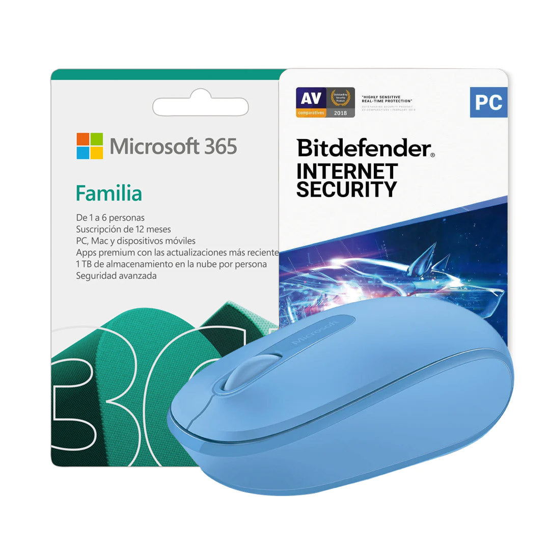 Kit Max 2 School Microsoft 365 Familia + BitDefender Internet Security + Mouse 1850 Color Azul - Multimax