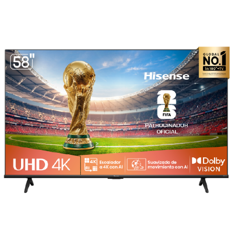 Televisor Hisense 58A6NV | 58" | 4K | HDMI | USB | Wi-Fi | Bluetooth