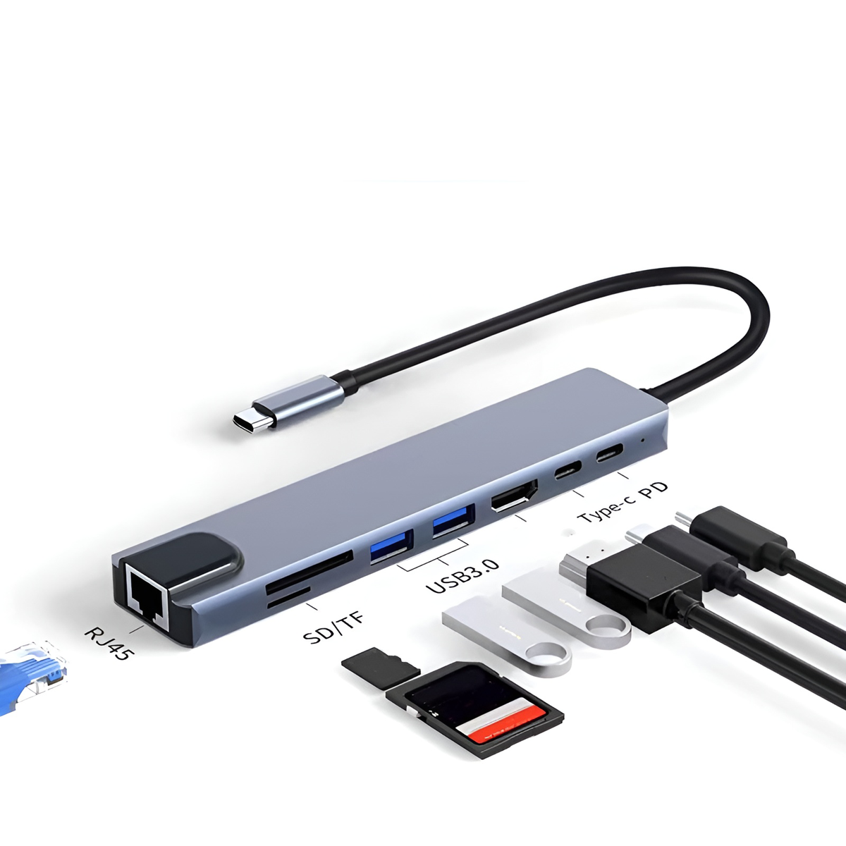 Hub USB Multipuertos Selectron OTK-UH8H1-01 | 8 en 1 - Multimax