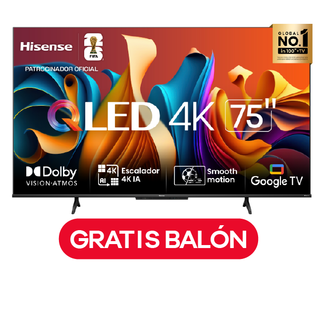 Televisor Hisense QLED 75Q6N | 75" | 4K | Google TV | HDMI | USB | Wi-Fi | Bluetooth