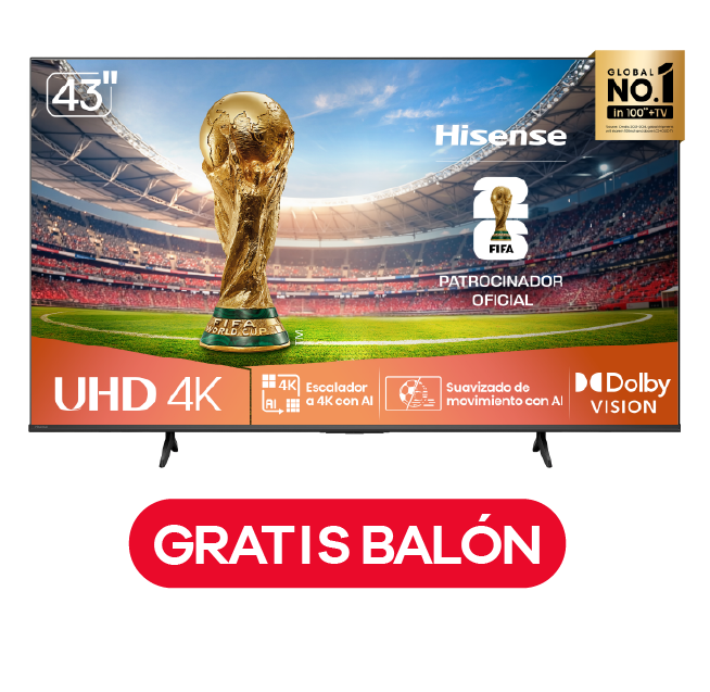 Televisor Hisense 43A6NV | 43" | 4K | VIDAA | HDMI | USB | Wi-Fi | Bluetooth | DVB-T