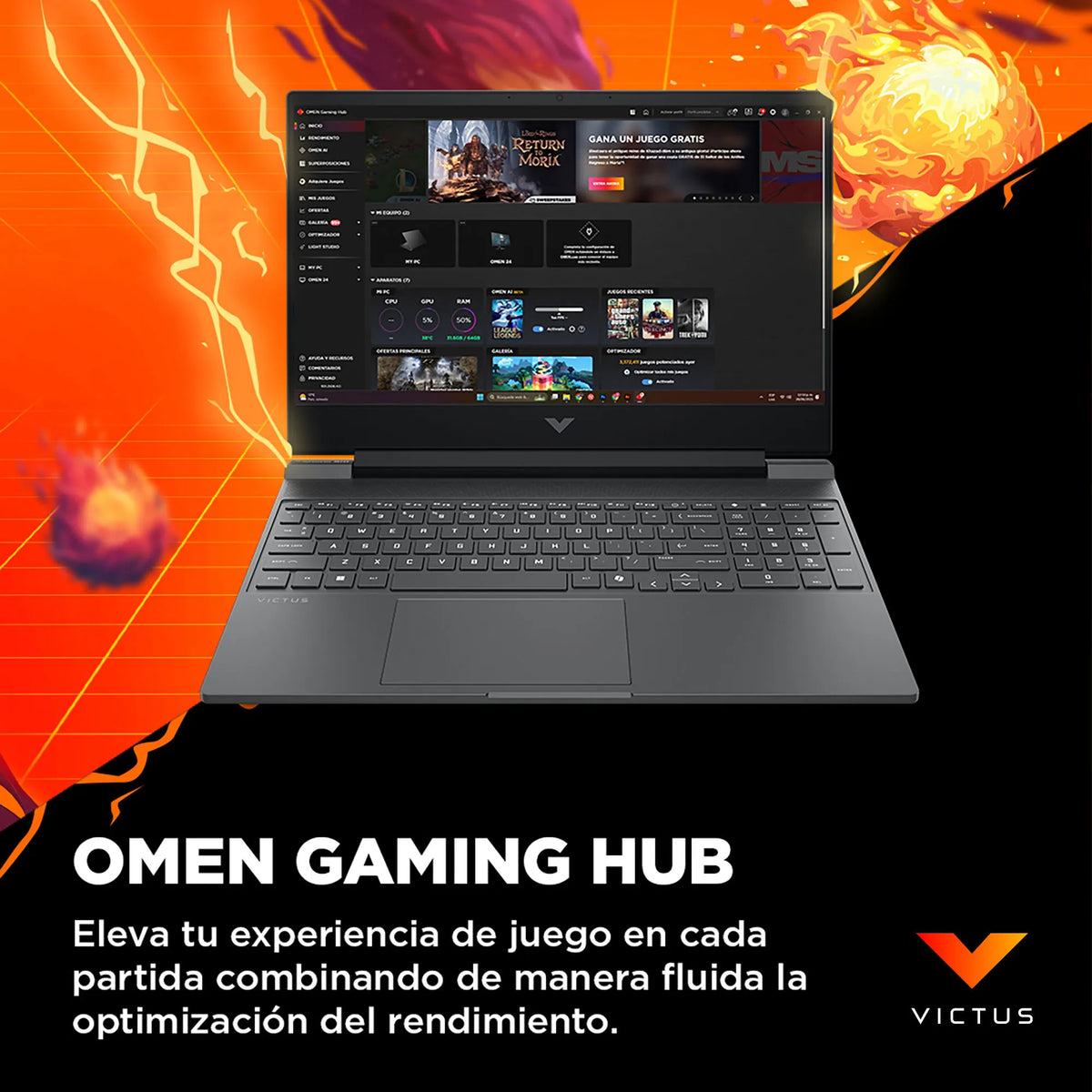 HP Victus 15-FB3021LA | AMD Ryzen 7 7445H | 16GB RAM | 512GB SSD | 15.6" | GeForce RTX 4050 | Windows 11 Home + Headset Hyper X Cloud III