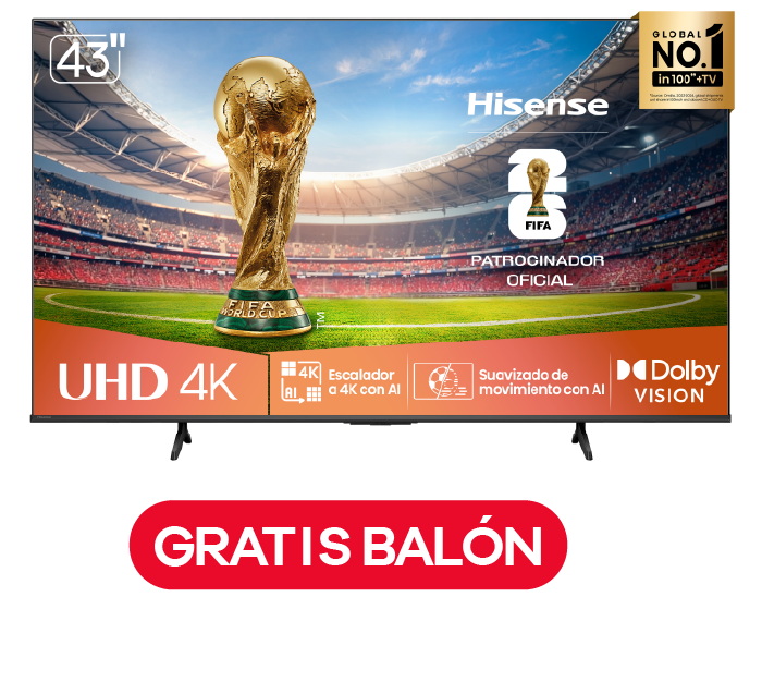 Televisor Hisense 43A61NV | 43" | 4K | VIDAA | HDMI | USB | Wi-Fi | Bluetooth | DVB-T
