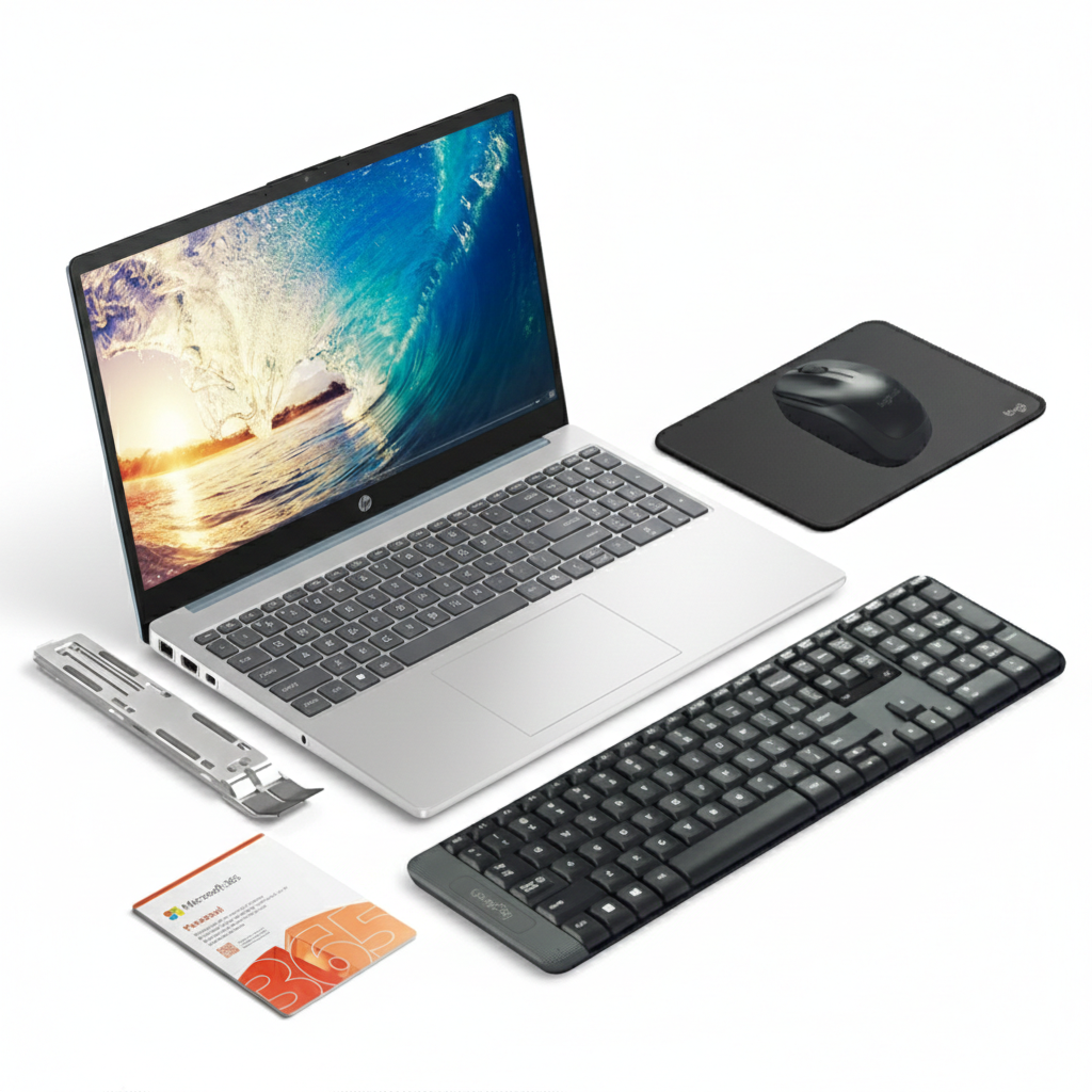 Kit HP 15-FC0250LA + Soporte + Teclado + Mouse + Mousepad + MIcrosoft 365 Personal