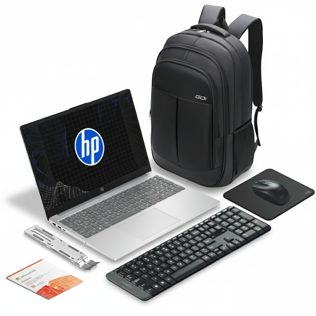 Kit HP 15-FD0250LA + Maletín + Microsoft 365 Personal + Teclado + Mouse + Mousepad + Soporte