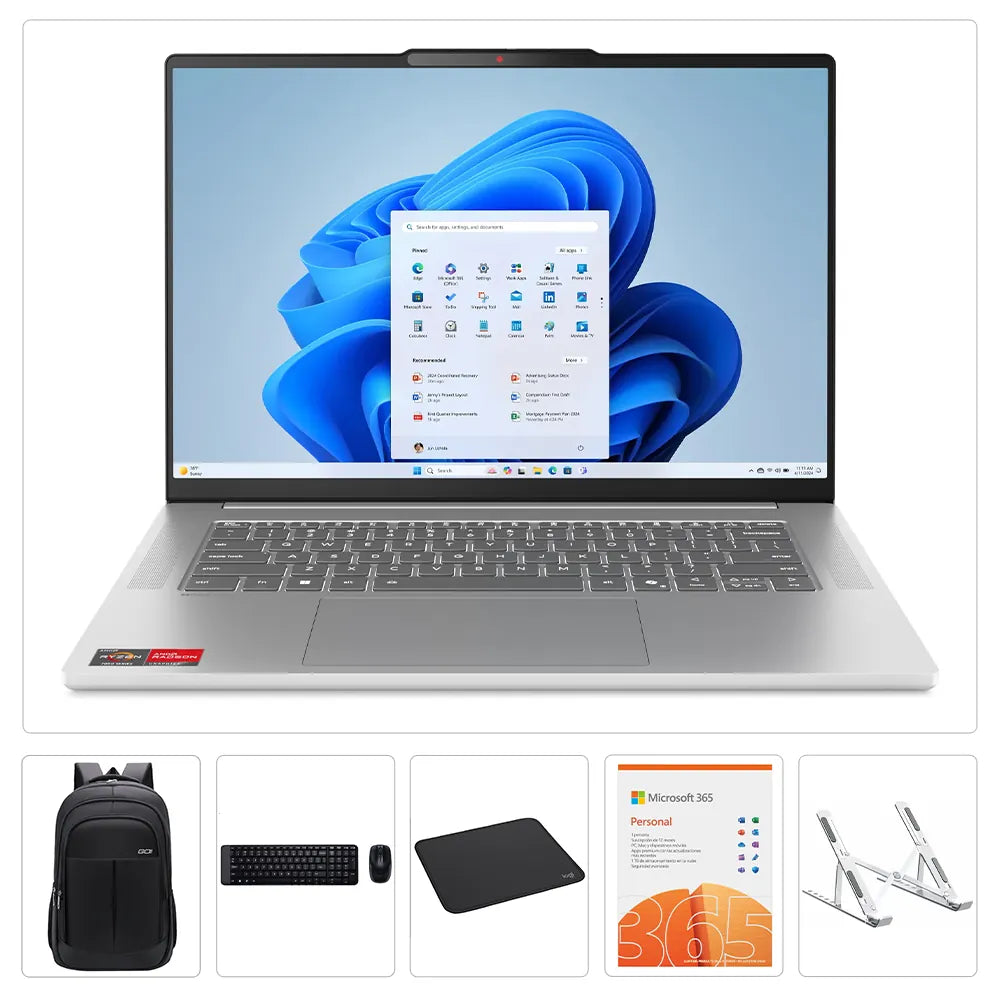 Kit Lenovo IdeaPad Slim 5 15ARP10 + Maletín + Microsoft 365 Personal + Teclado + Mouse + Mousepad + Soporte
