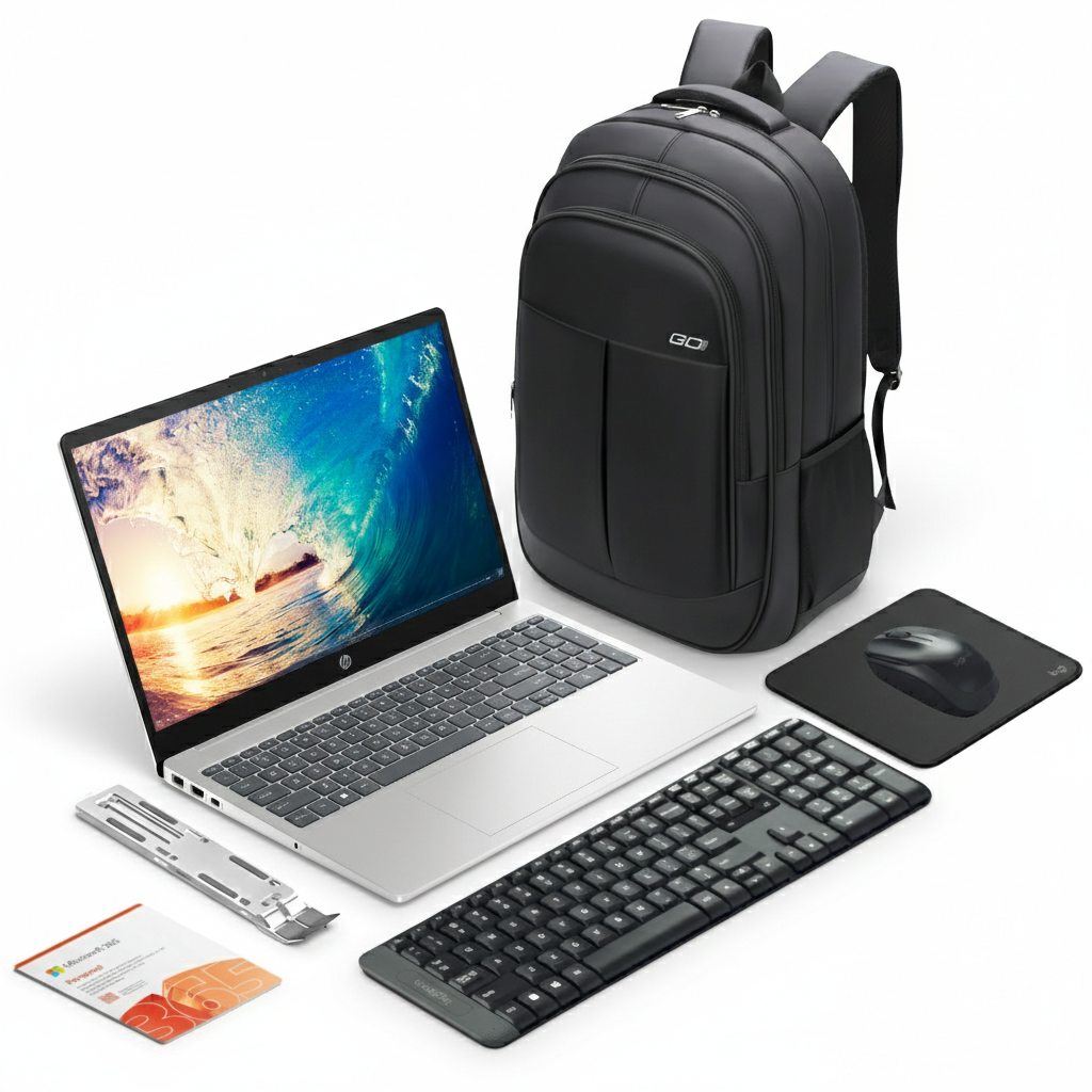 Kit HP 15-FC0276LA + Maletín + Microsoft 365 Personal + Teclado + Mouse + Mousepad + Soporte