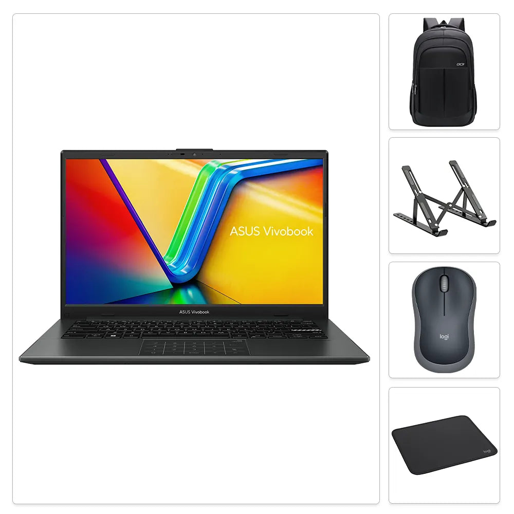 Combo ASUS Vivobook Go 14 E1404F + Maletín + Soporte + Mouse + Mousepad