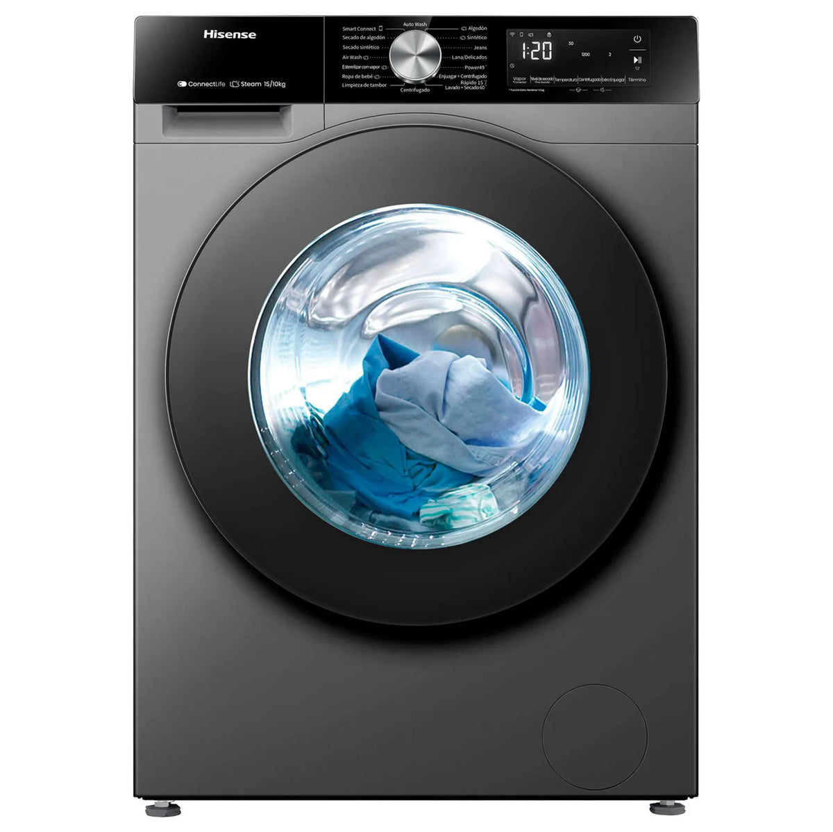 Lavadora Secadora Hisense WD3S1543BT | 2 en 1 | Eléctrica | Lavado 15 Kg - Secado 10 Kg | Carga Frontal