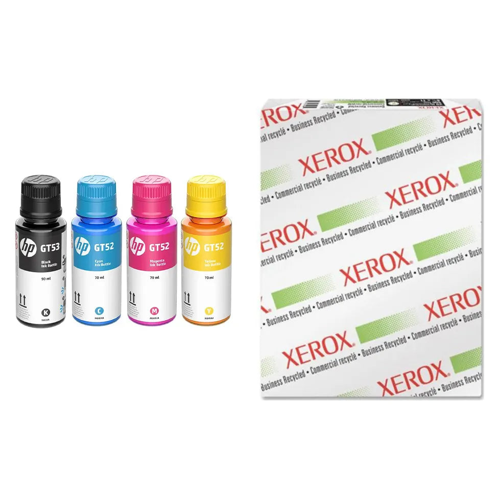 Combo Impresión: 4-Pack Tintas HP + Resma de Papel