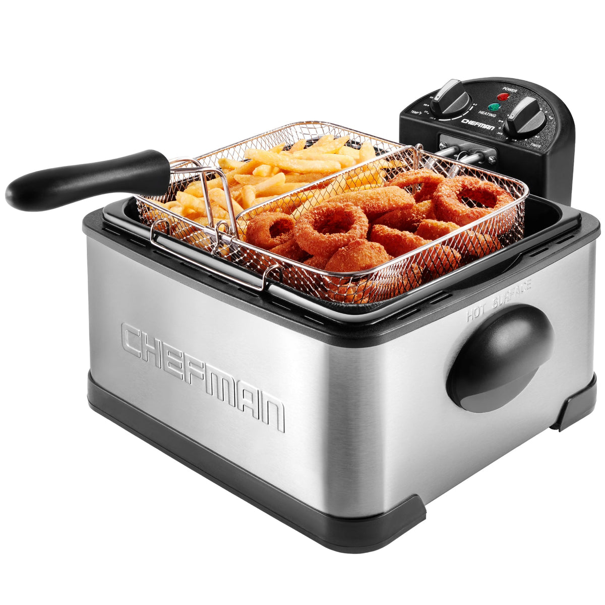 Freidora de Aceite Chefman Jumbo Deep Fryer RJ07-45-SS-D-MX | 4.5 Litros | Doble Canasta
