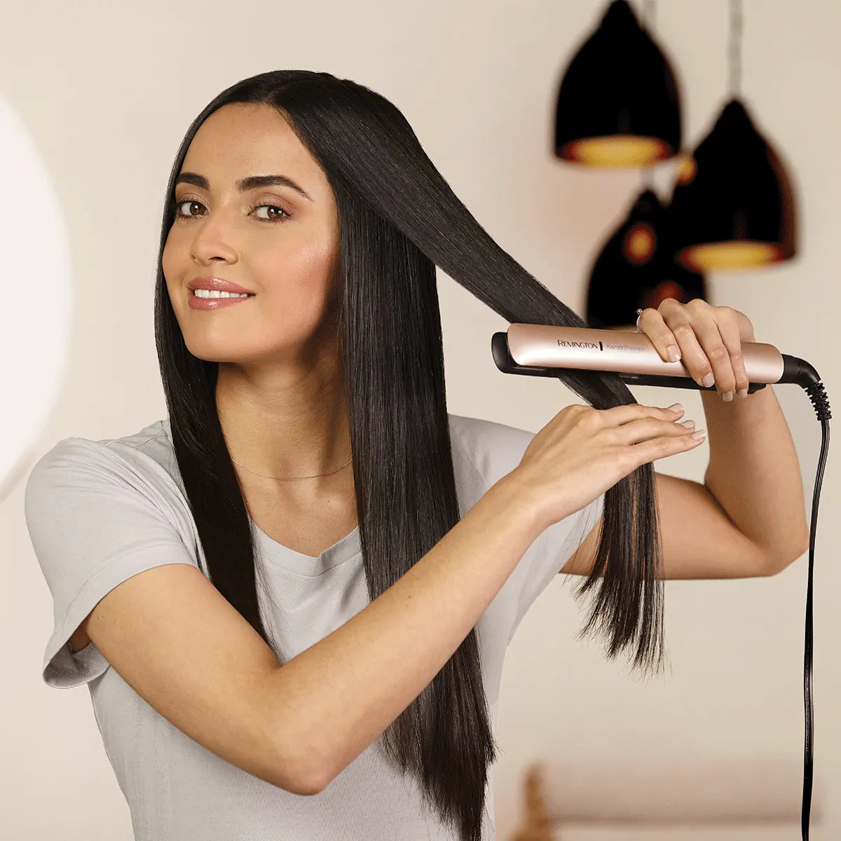 Plancha de Cabello Remington Keratina y Aceite de Argan S8599