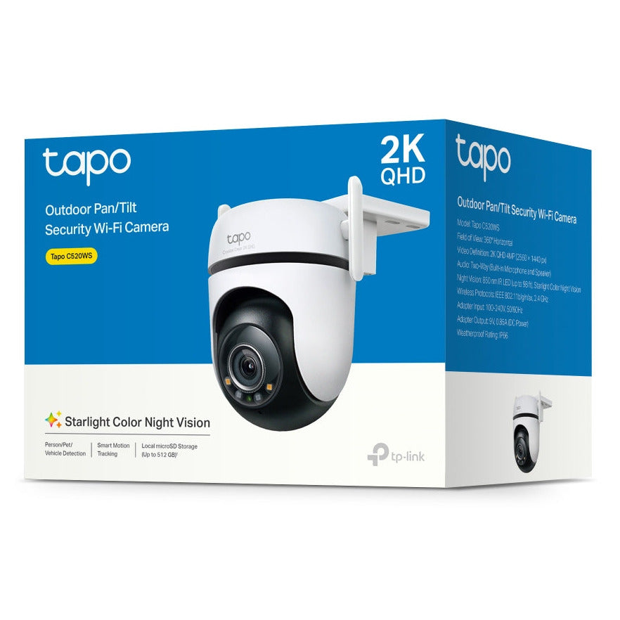 Cámara de Vigilancia TP-Link Tapo C520WS | 2K QHD 2560x1440 | Wi-Fi | Visión Nocturna | 360°