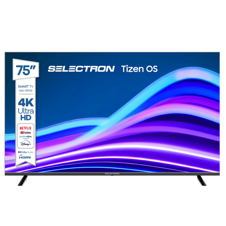 Televisor Selectron S4K-75F00 | Tizen OS | 75" | 4K | HDMI | USB | Wi-Fi | Bluetooth | DVB-T