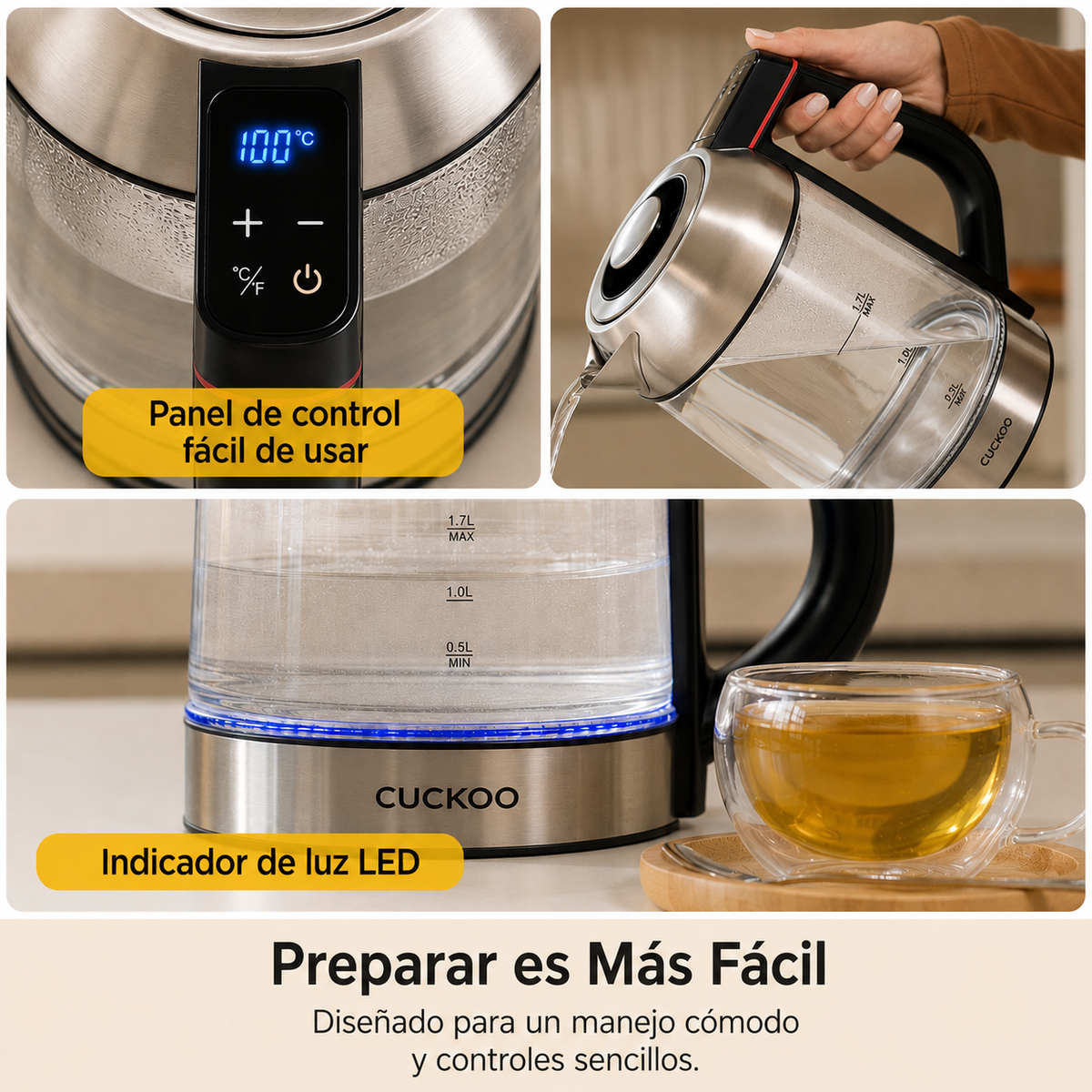 Tetera de Vidrio CUCKOO CK-G170BS | Con Infusor