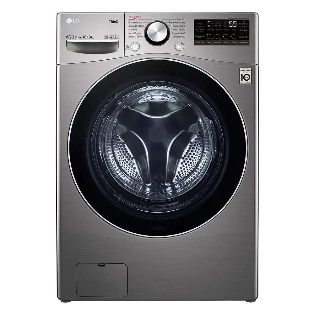 Lavadora/Secadora Eléctrica LG WD16SG2S6 | Lavadora 16Kg | Secadora 8Kg | Carga Frontal | Color Plateado - Multimax