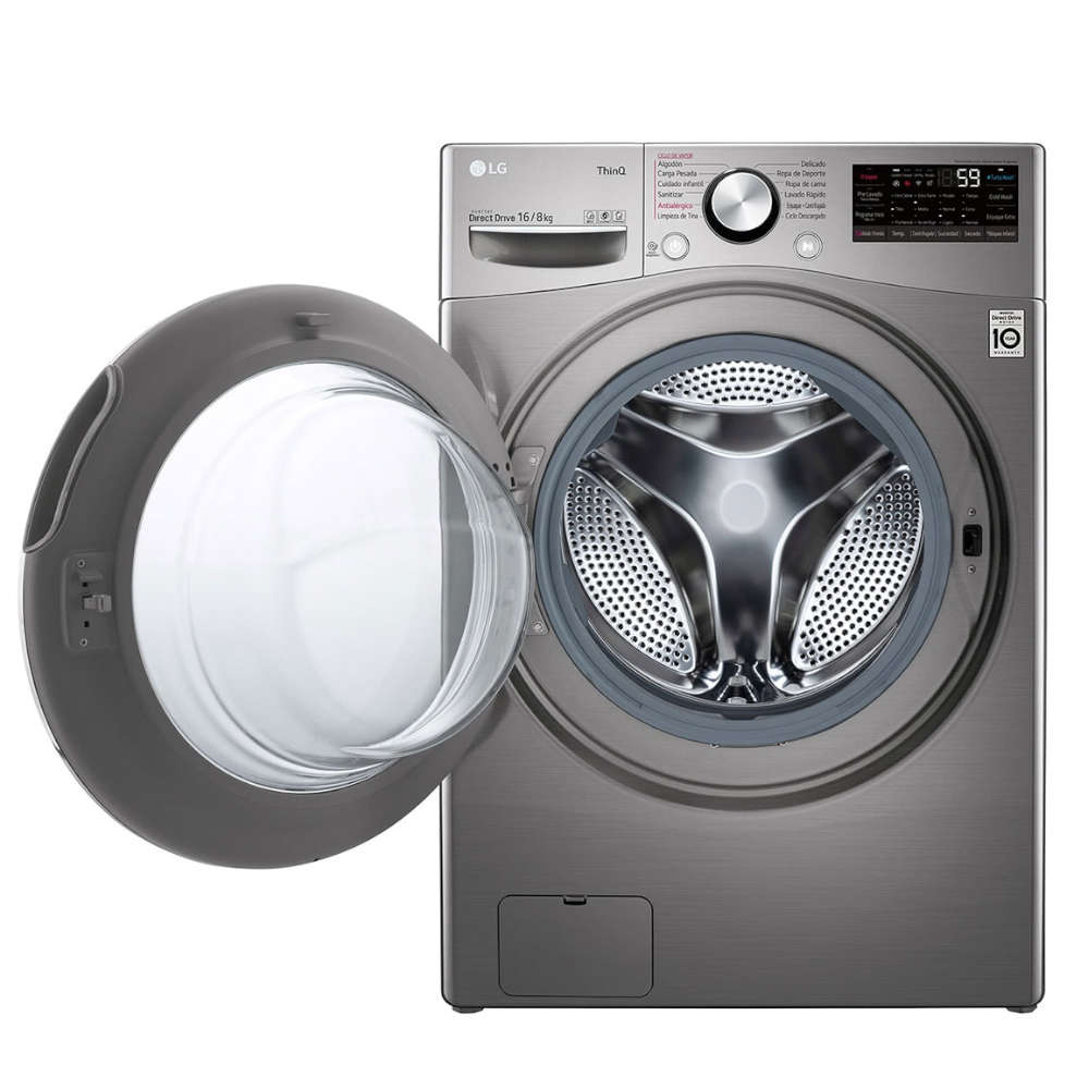 Lavadora/Secadora Eléctrica LG WD16SG2S6 | Lavadora 16Kg | Secadora 8Kg | Carga Frontal | Color Plateado - Multimax