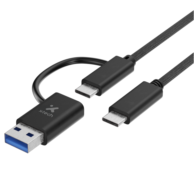 Cable XTECH XTC-532 | USB-C a USB-C | Dongle USB-A 2.0 | 1.8m