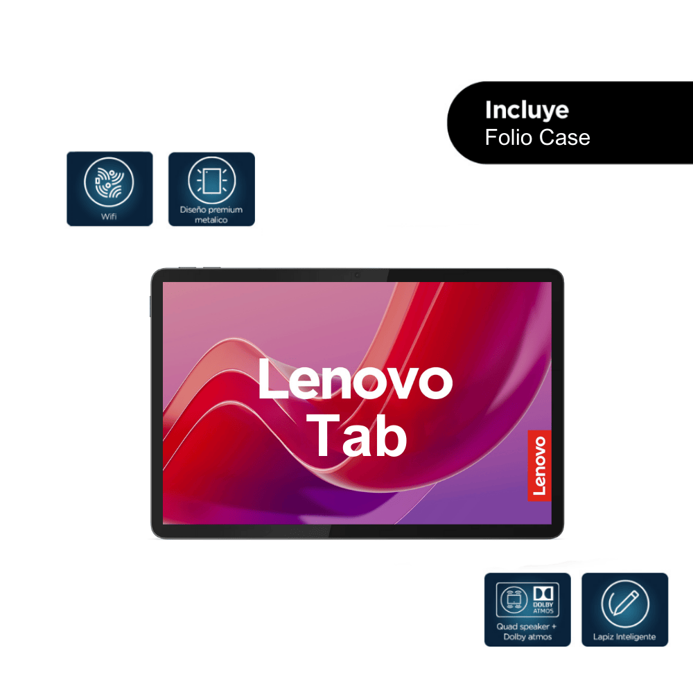 Lenovo Tab  | 10.1&quot; | 4GB RAM | 128GB | 4G + Wi-Fi ( Incluye Folio Case Color Gris)