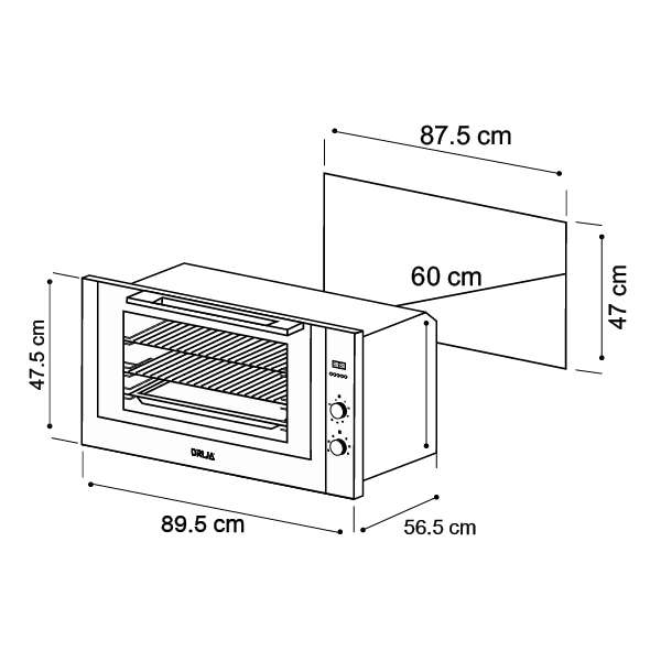 Horno Eléctrico Drija America 90  Convección Empotrable