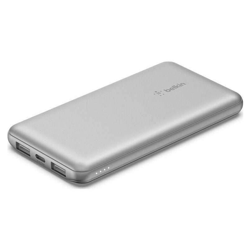 Batería Portátil Belkin BPB011BTSL | 10000mAh | 15W | 2 USB-A + USB-C | Cable Incluido | Color Plateado