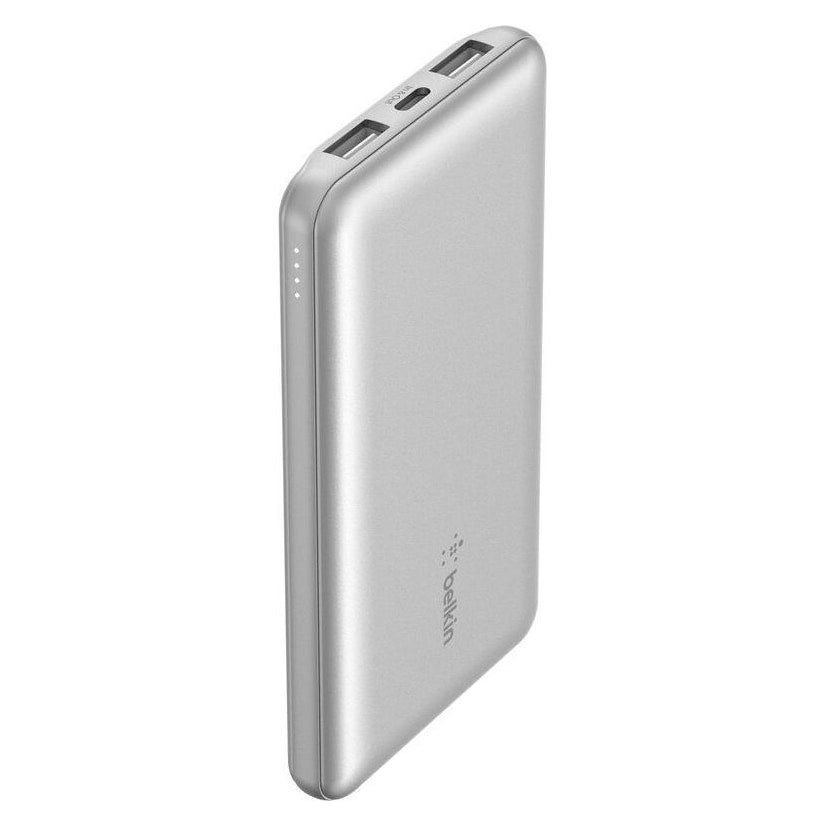 Batería Portátil Belkin BPB011BTSL | 10000mAh | 15W | 2 USB-A + USB-C | Cable Incluido | Color Plateado