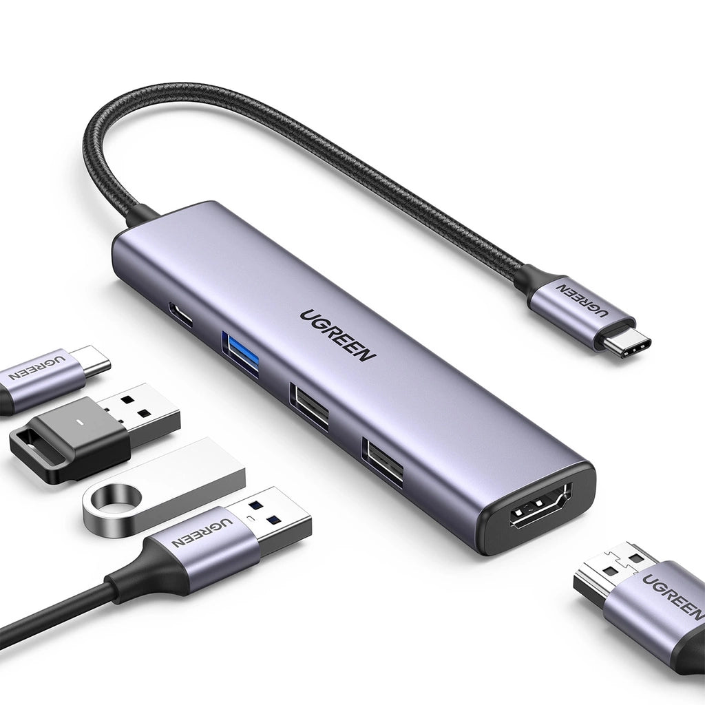 Adaptador Multipuerto USB-C UGREEN CM478 | 5 en 1 | HDMI | USB-A | USB-C | Color Gris