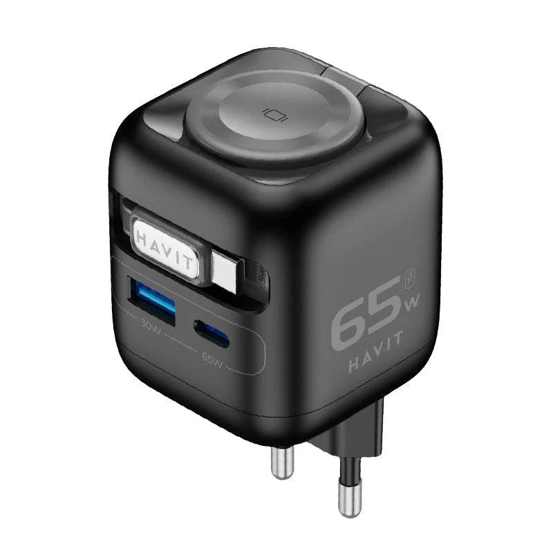 Adaptador Havit UC253 | Cargador de Pared | USB-C | USB-A | 65W | GaN