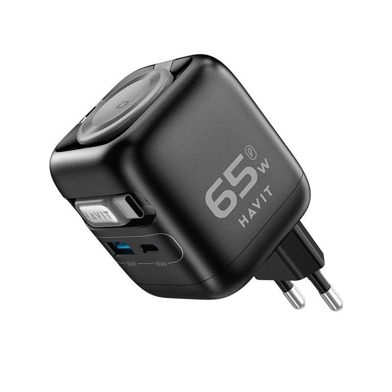 Adaptador Havit UC253 | Cargador de Pared | USB-C | USB-A | 65W | GaN