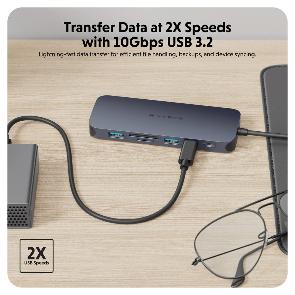 Adaptador Multipuertos Hyper HD4006GL | 11 en 1 | HDMI | USB-C | USB-A | microSD | SD | Ethernet | 3.5mm | 140W