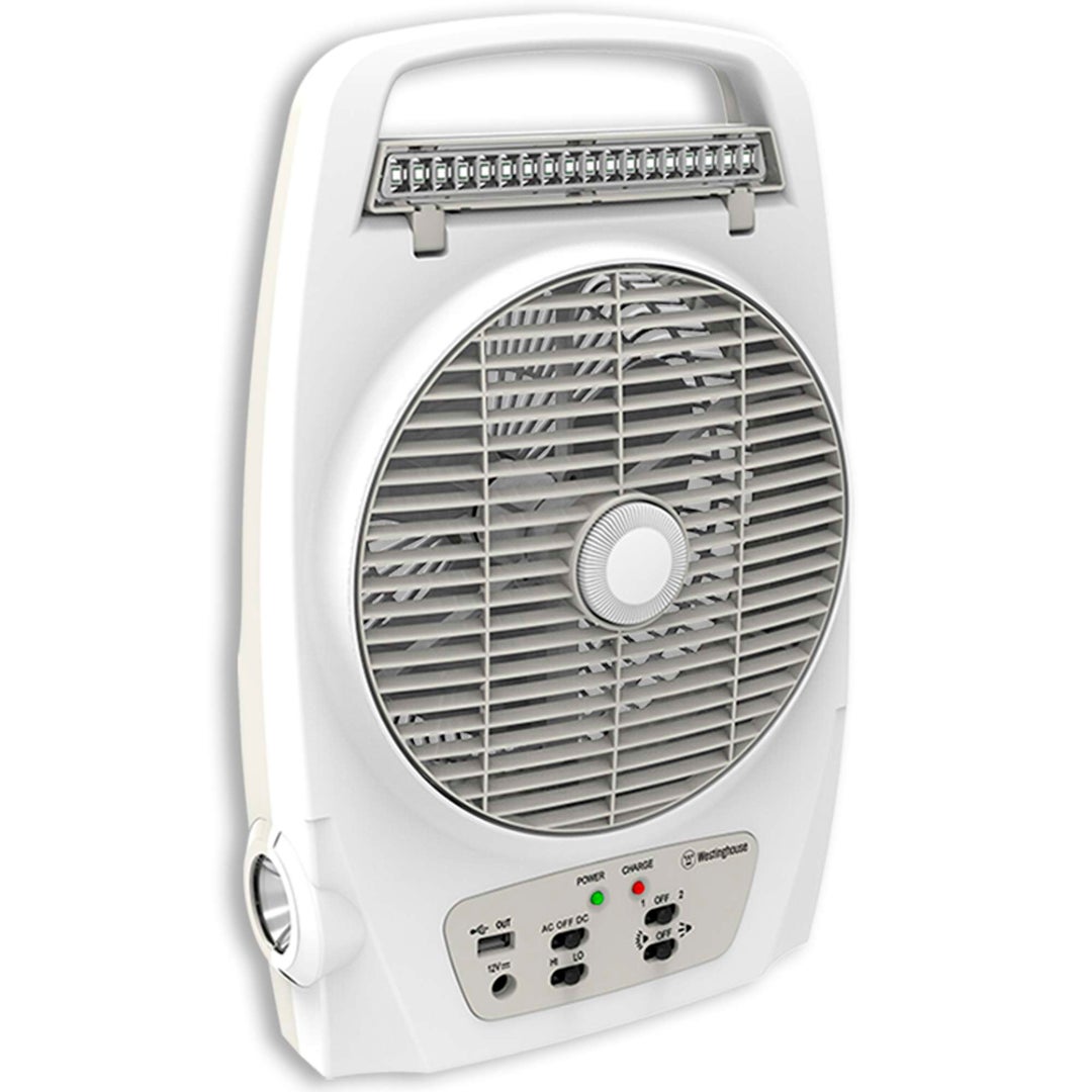 Abánico Recargable WestingHouse 72760 | Portátil | Con Luz LED | Color Blanco