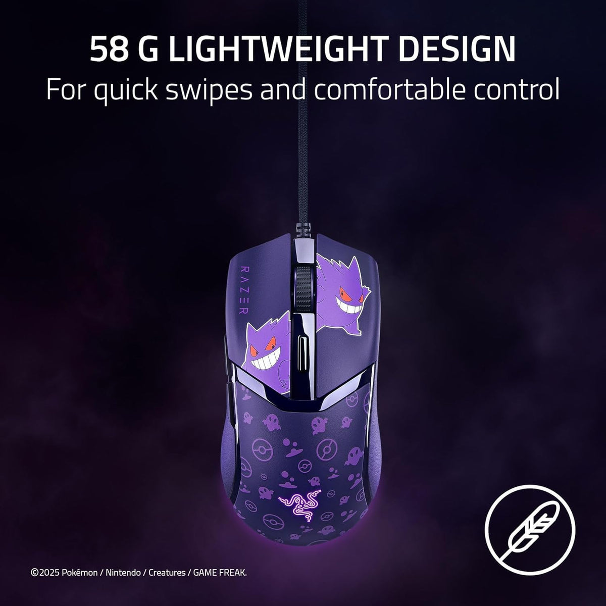 Mouse Razer Cobra Custom Pokemon Gengar Edition RZ01-04650700-R3M1 | Cableado