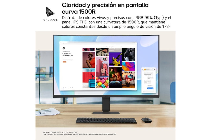 Monitor Curvo LG 27U421A | 27" | 1920x1080 | 100Hz | 1500:1 | HDMI | USB-C