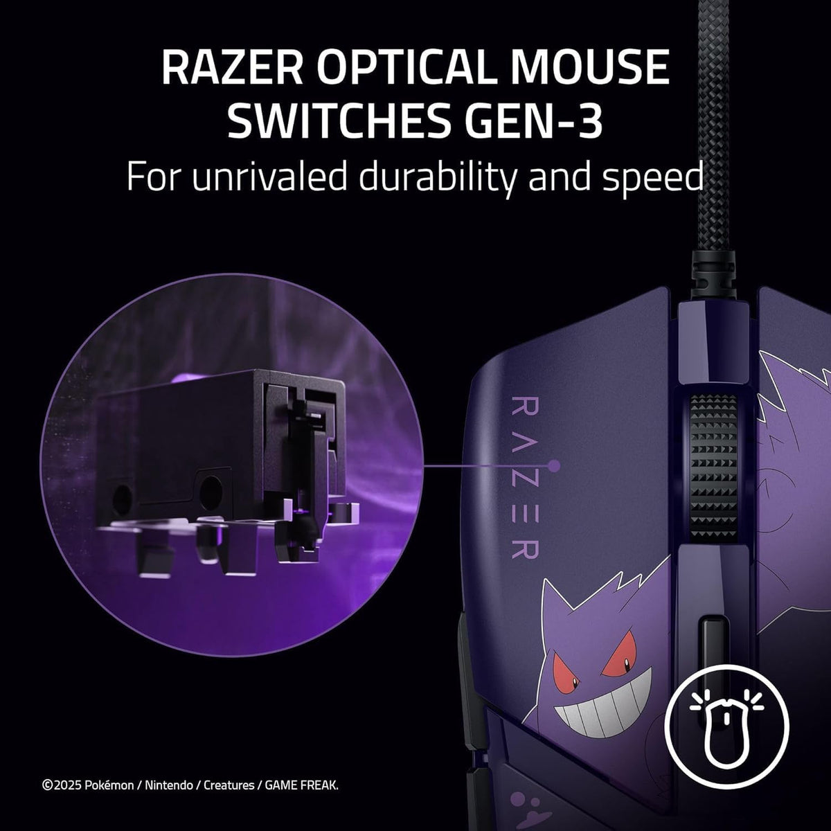 Mouse Razer Cobra Custom Pokemon Gengar Edition RZ01-04650700-R3M1 | Cableado