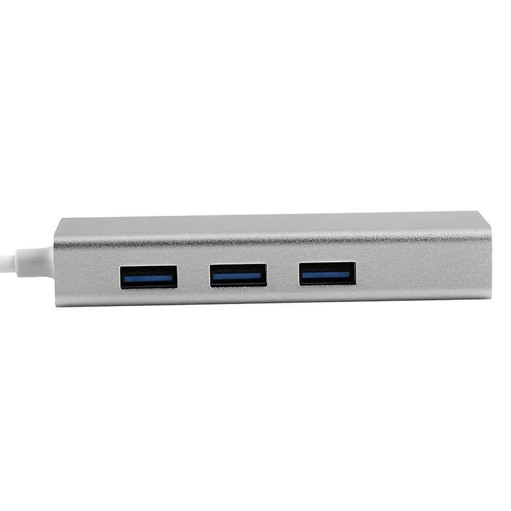 Hub USB APT 014168 | 3 Puertos USB-3.0 | RJ45 | Color Plateado
