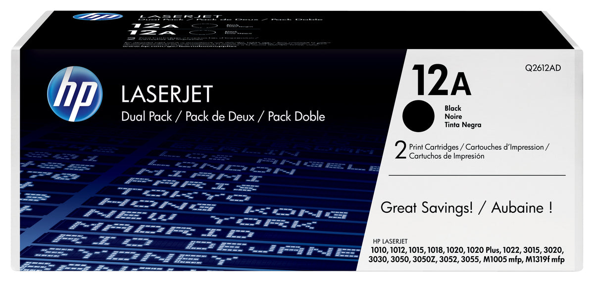 Pack 2 Toner HP Q2612AD | Color Negro