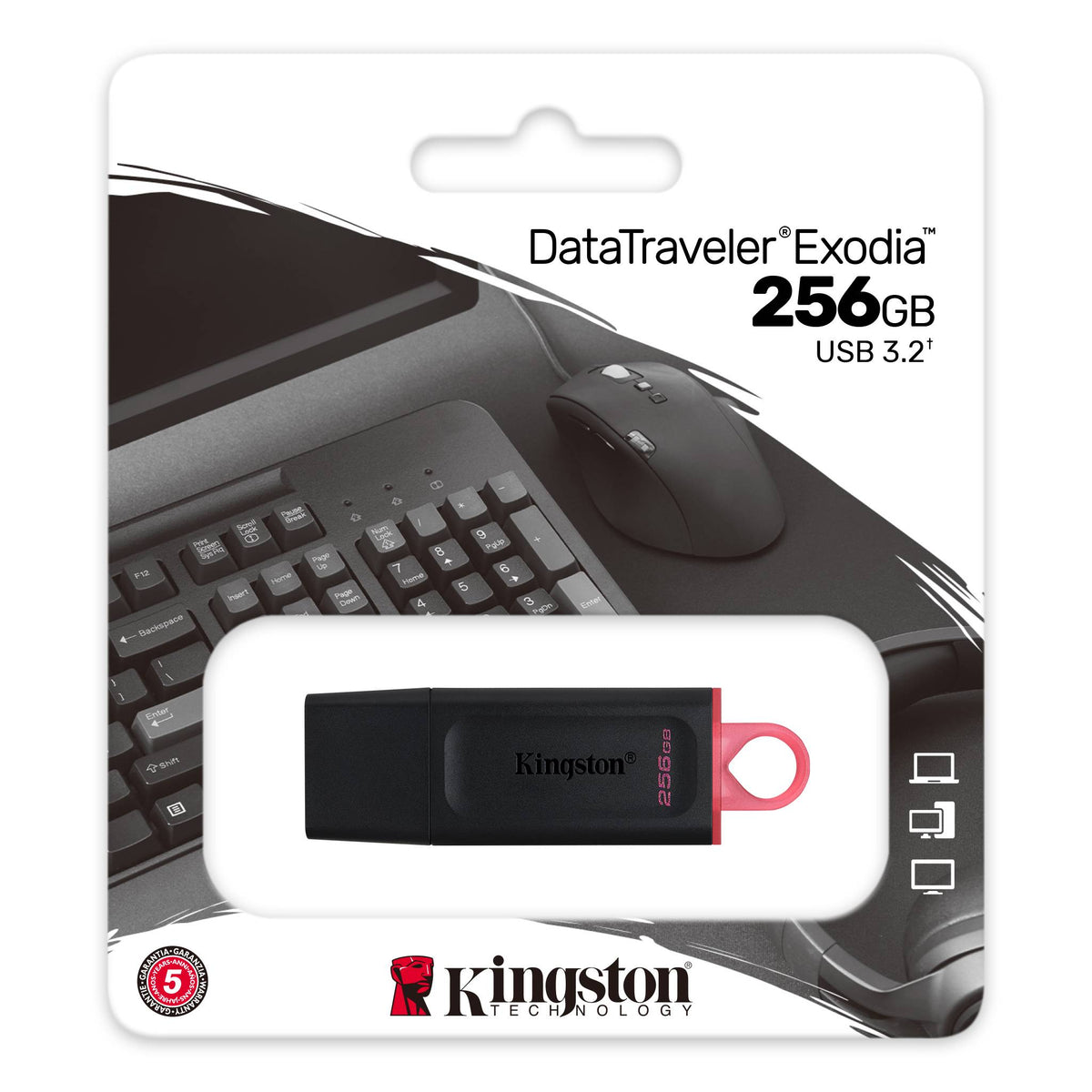 Memoria USB Kingston DataTraveler Exodia | 256GB | USB 3.2 | Color Negro Rosa