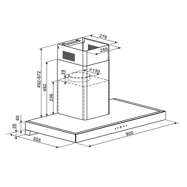 Extractor Drija Piramide 90 | 36&quot; | Tipo Chimenea | Acero Inoxidable