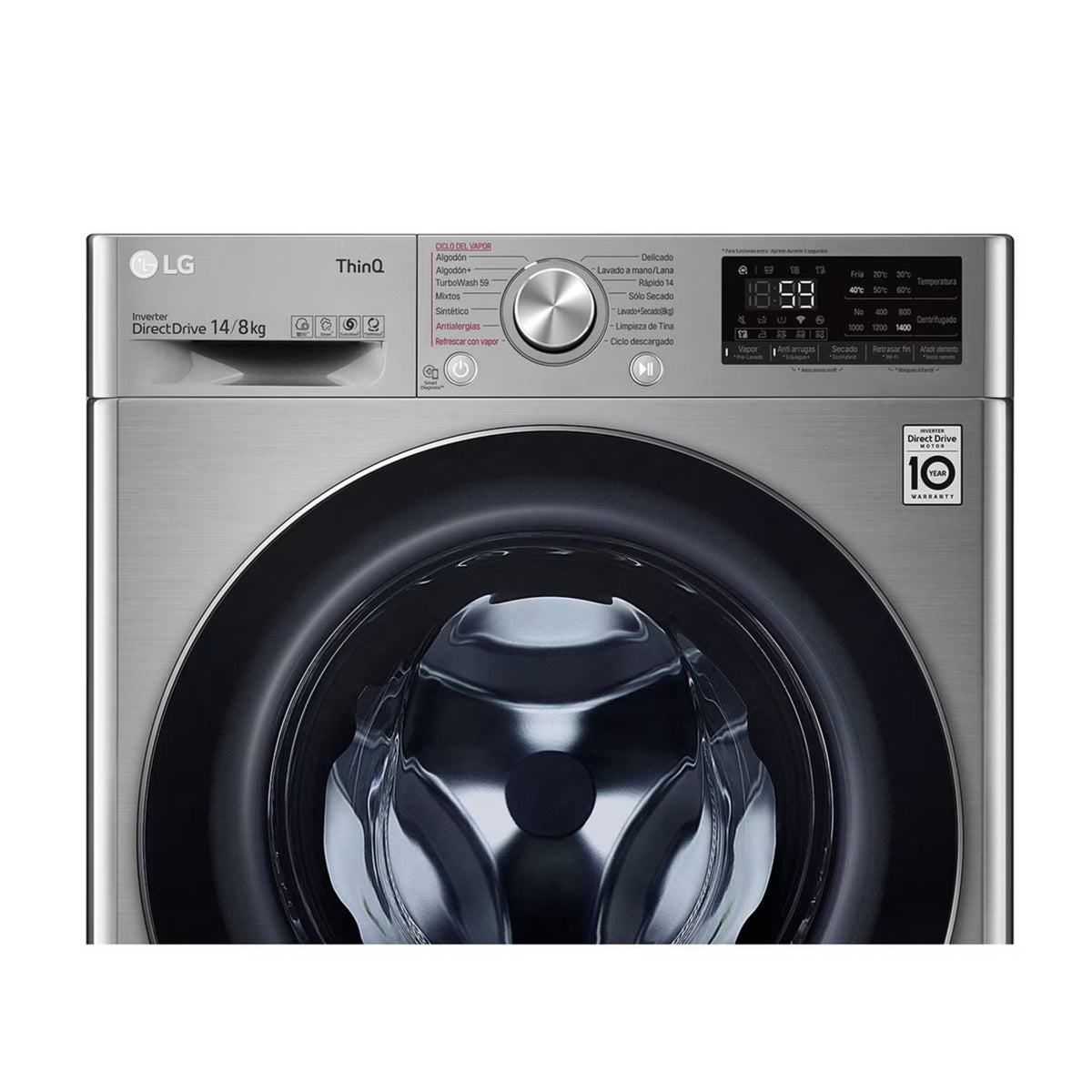 Lavadora y Secadora Eléctrica LG WD14VV3S6C | Inverter | 14Kg | Carga Frontal