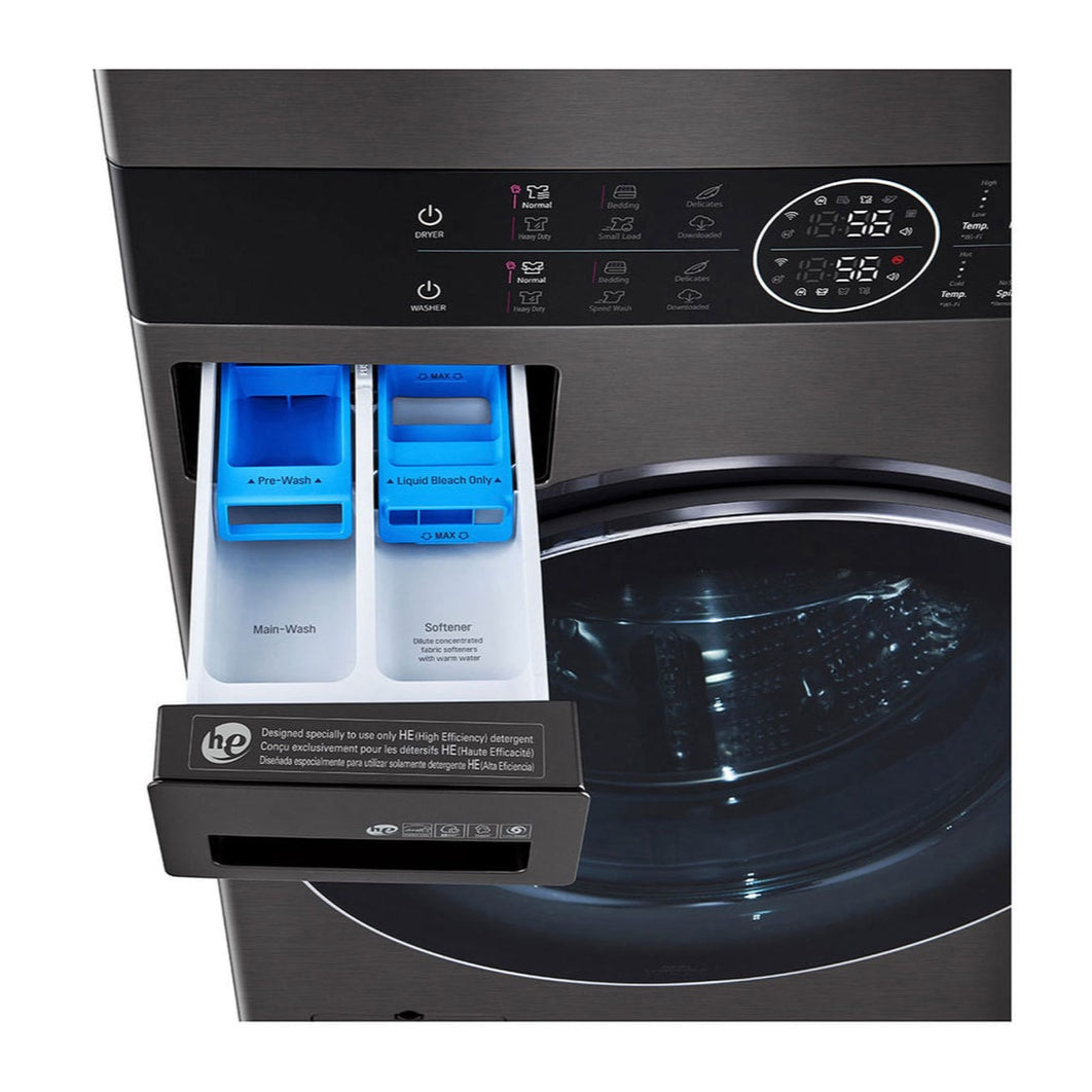 Centro de Lavado a Gas LG WK22BS6 | 22KG | Carga Frontal | Color Acero Negro