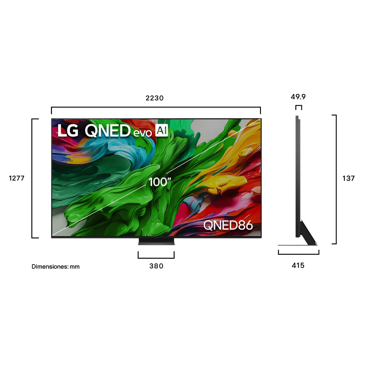 Televisor LG QNED evo AI QNED86 | WebOS | 100" | 4K | HDMI | USB | Wi-Fi | Bluetooth | DVB-T