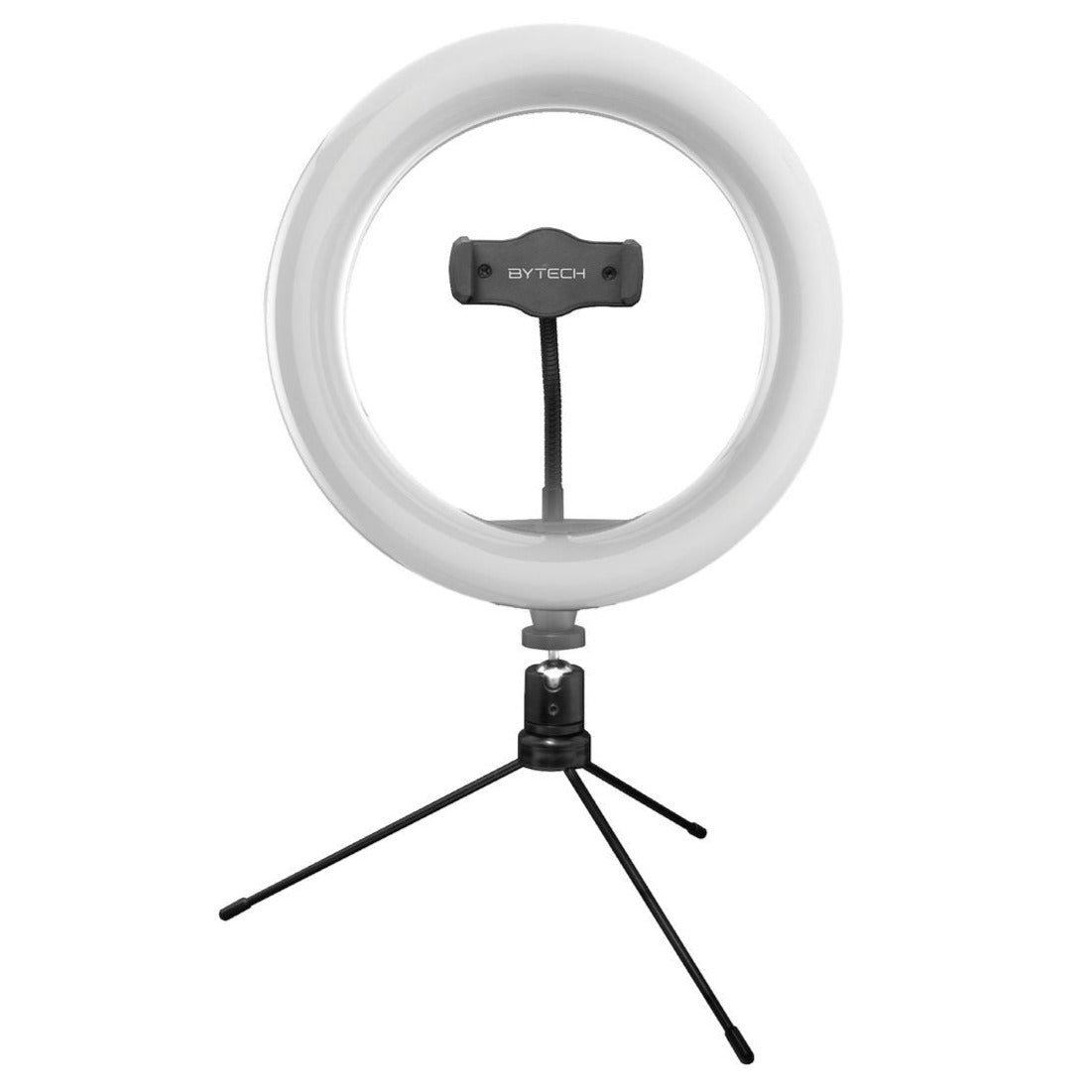 Aro de Luz con trípode Bytech | 10" de diametro | Trípode de sobremesa | Soporte rotativo para teléfono - Multimax